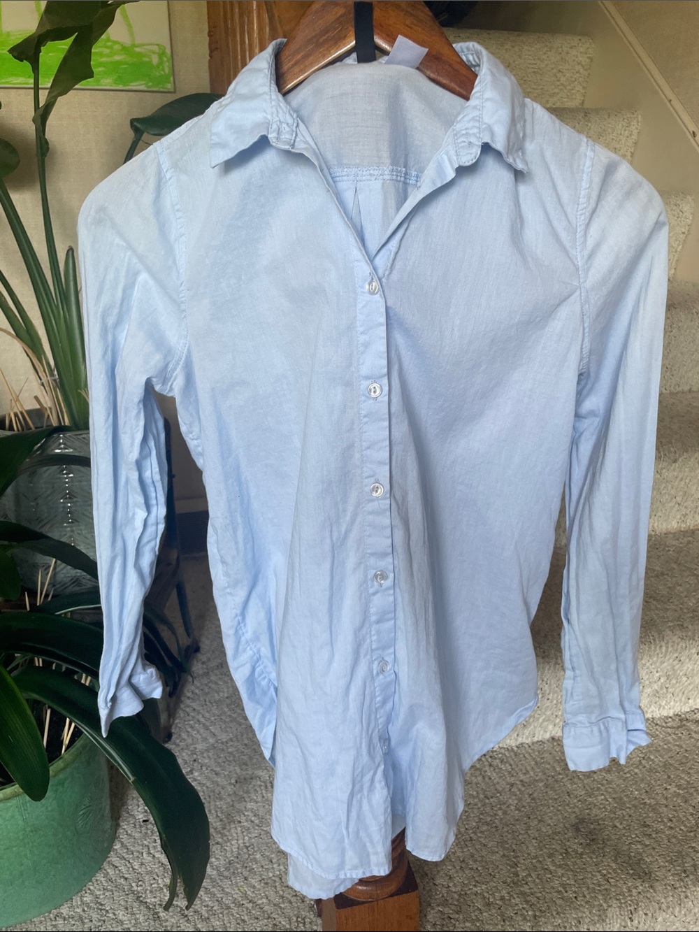 H&M Divided Light Sky Blue Casual Cotton Button-Down Shirt
